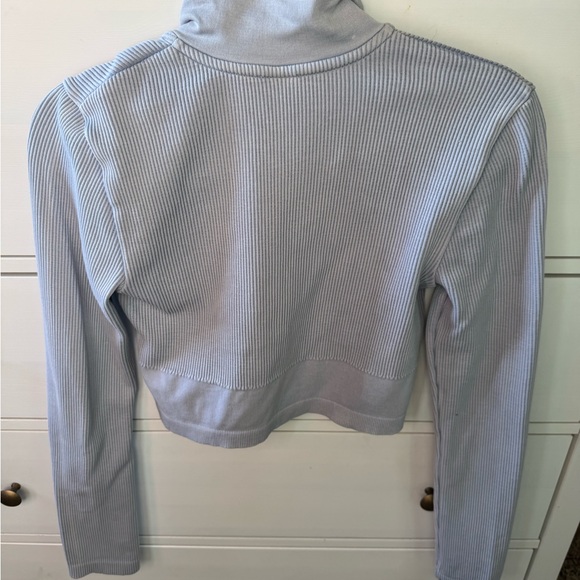 Light Blue Ribbed Zip-Up Jacket - Picture 7 of 7